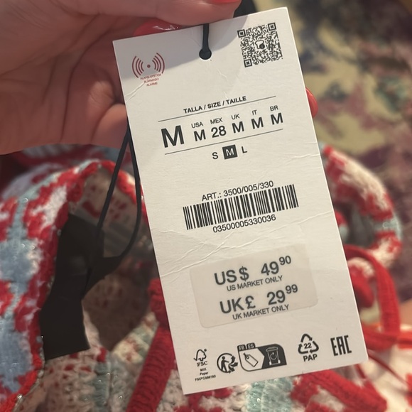 NWT - Zara Knit Maxi Dress - Zara Red and Blue Patterned Maxi Dress, size medium - Picture 11 of 15